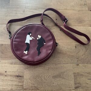 Kiitos life round Burgundy Pulp Fiction embroidery scenery Crossbody Bag